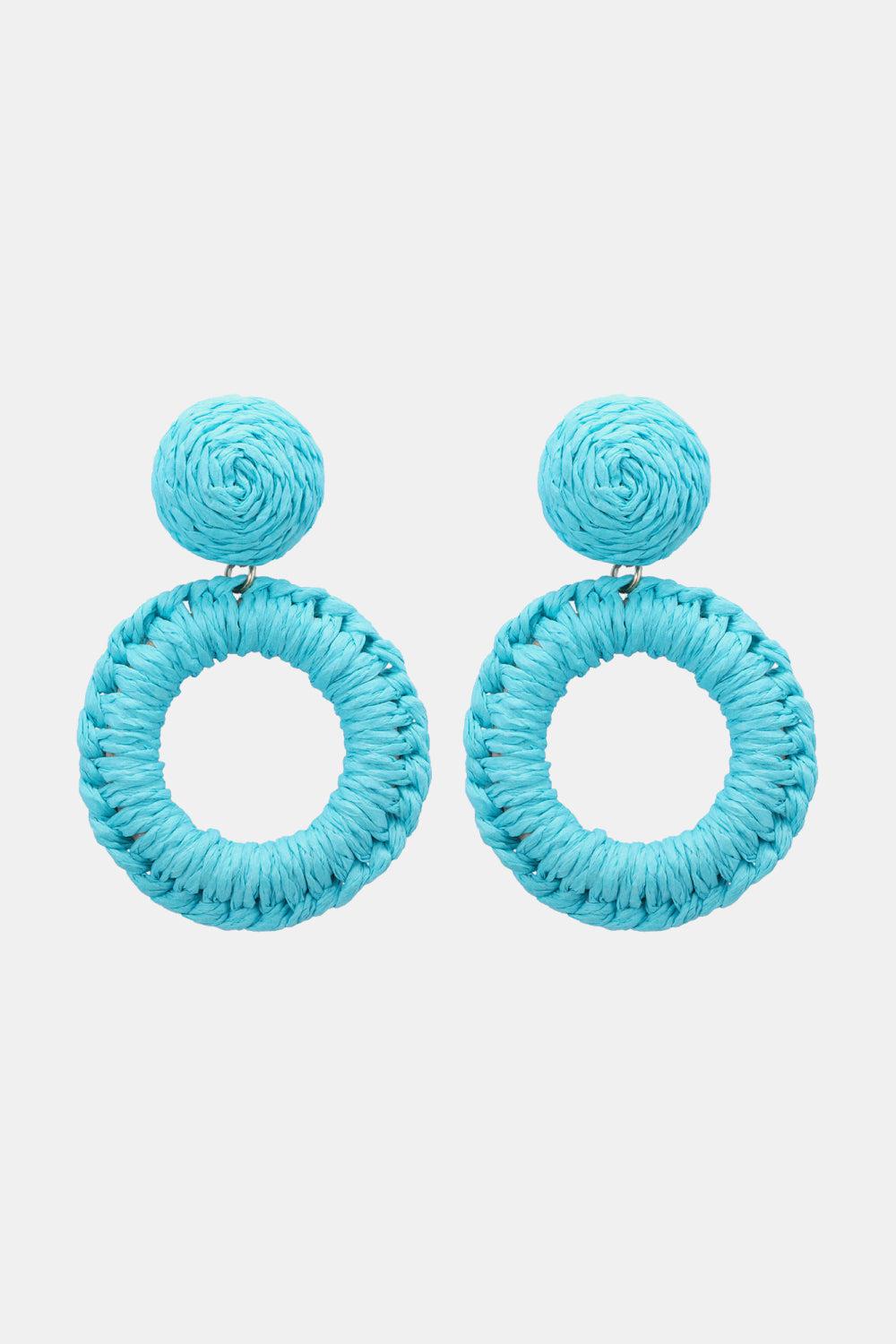 Round Shape Raffia Grass Dangle Earrings BLUE ZONE PLANET