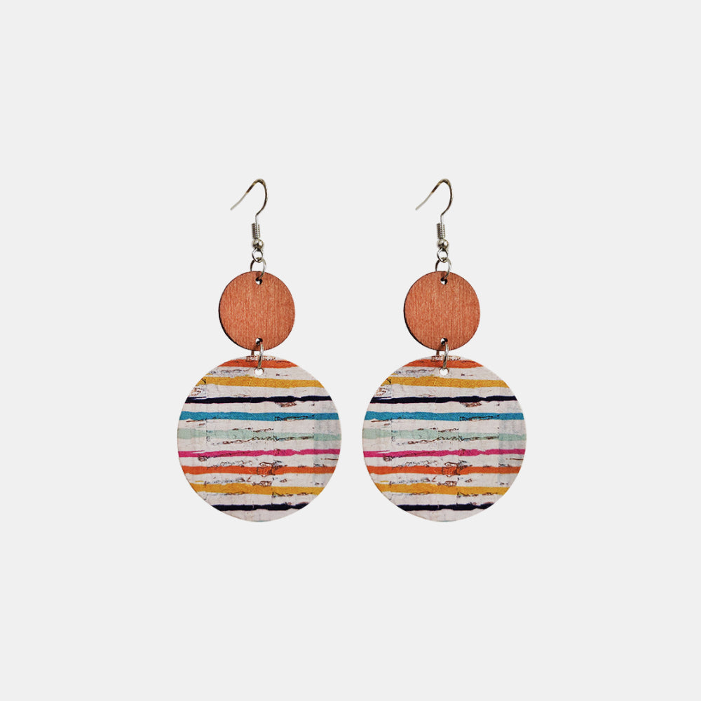 Round Shape Wooden Dangle Earrings BLUE ZONE PLANET