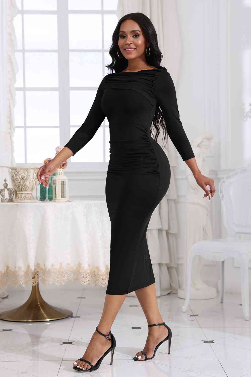 Black boat best sale neck midi dress