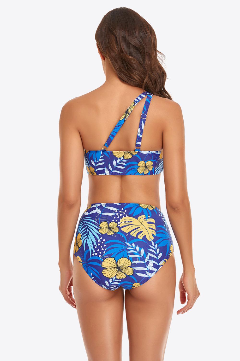 Ruffled One-Shoulder Buckled Bikini Set BLUE ZONE PLANET