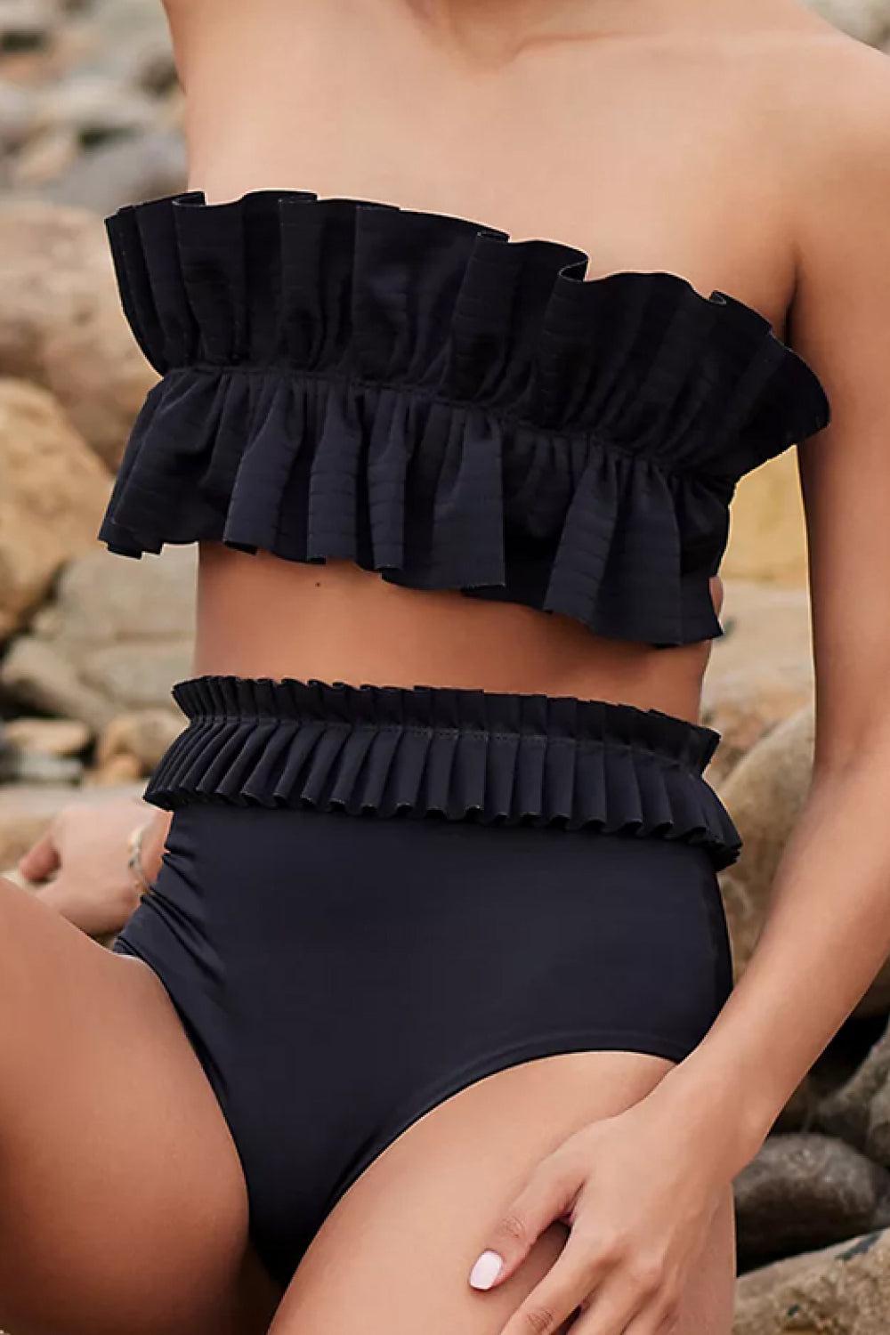 Ruffled Tie Back Two-Piece Swim Set BLUE ZONE PLANET