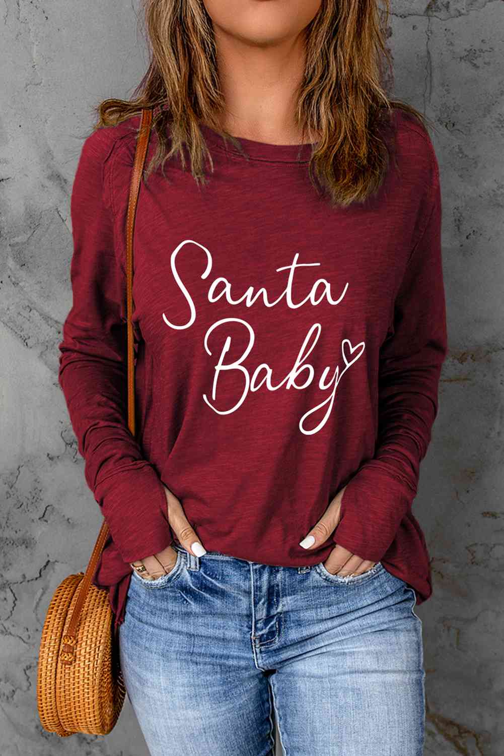 SANTA BABY Graphic Long Sleeve T-Shirt BLUE ZONE PLANET