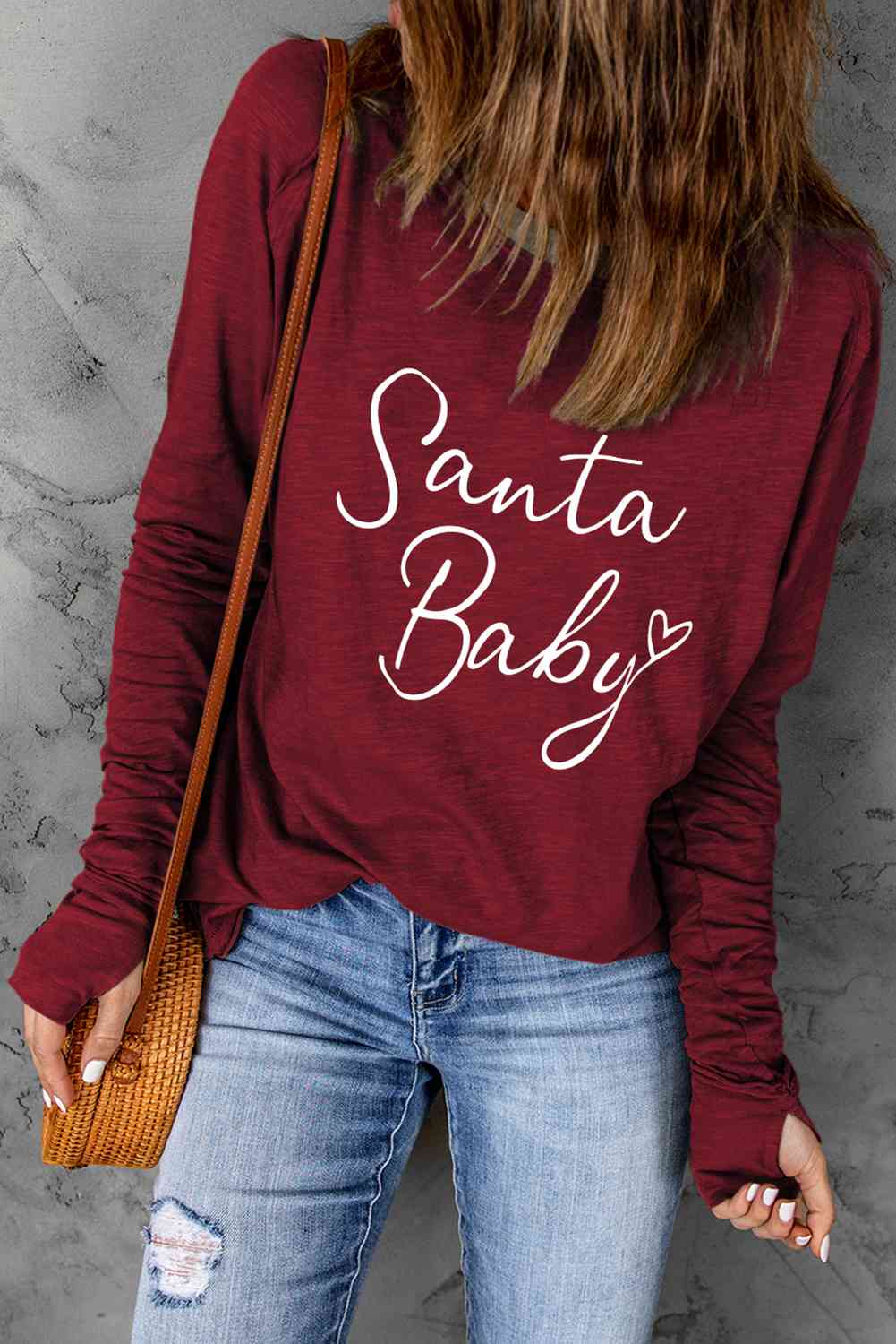 SANTA BABY Graphic Long Sleeve T-Shirt BLUE ZONE PLANET