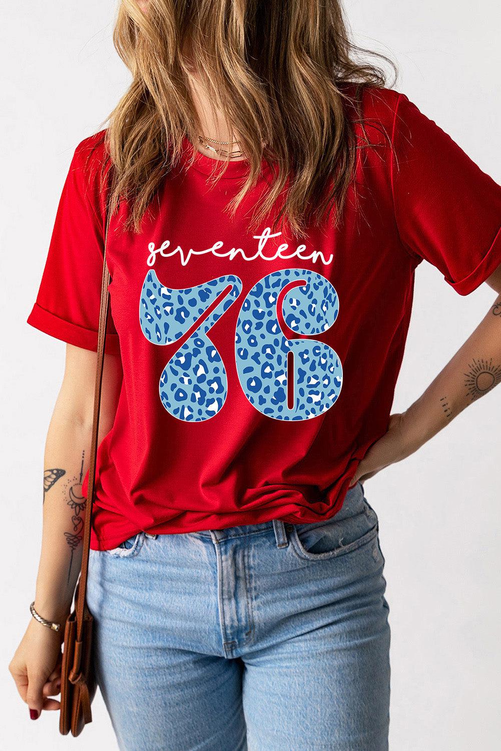 SEVENTEEN 76 Graphic Cuffed Sleeve Tee BLUE ZONE PLANET