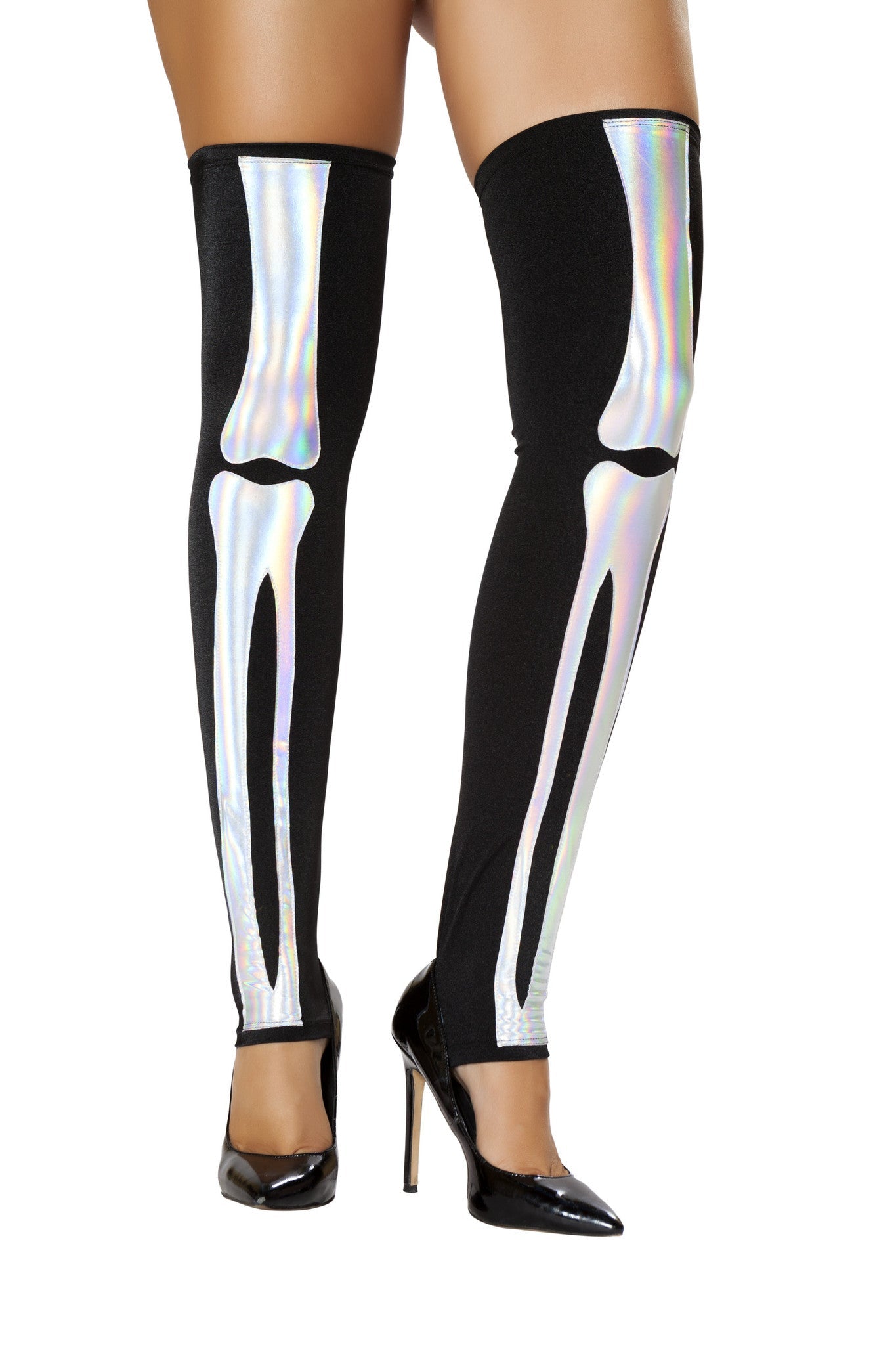 Skeleton Leggings Costume-TOPS / DRESSES-[Adult]-[Female]-Black/Silver-O/S-2022 Online Blue Zone Planet