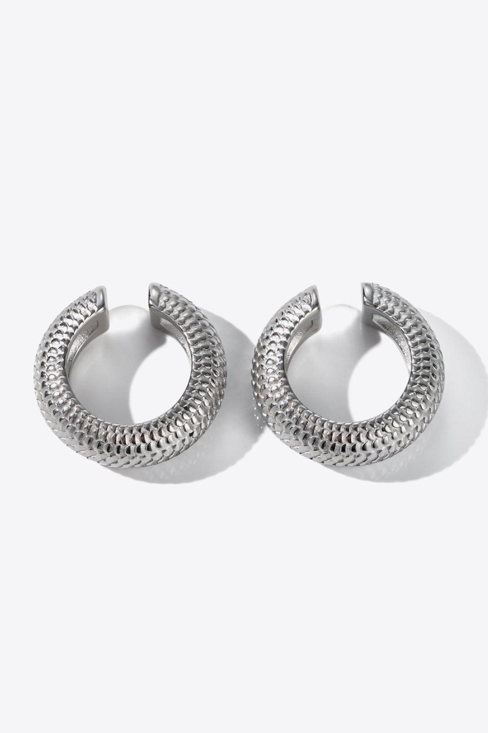 Scale Stainless Steel Cuff Earrings-Earrings-[Adult]-[Female]-2022 Online Blue Zone Planet