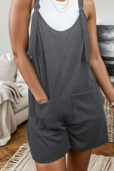 Scoop Neck Striped Wide Strap Romper BLUE ZONE PLANET