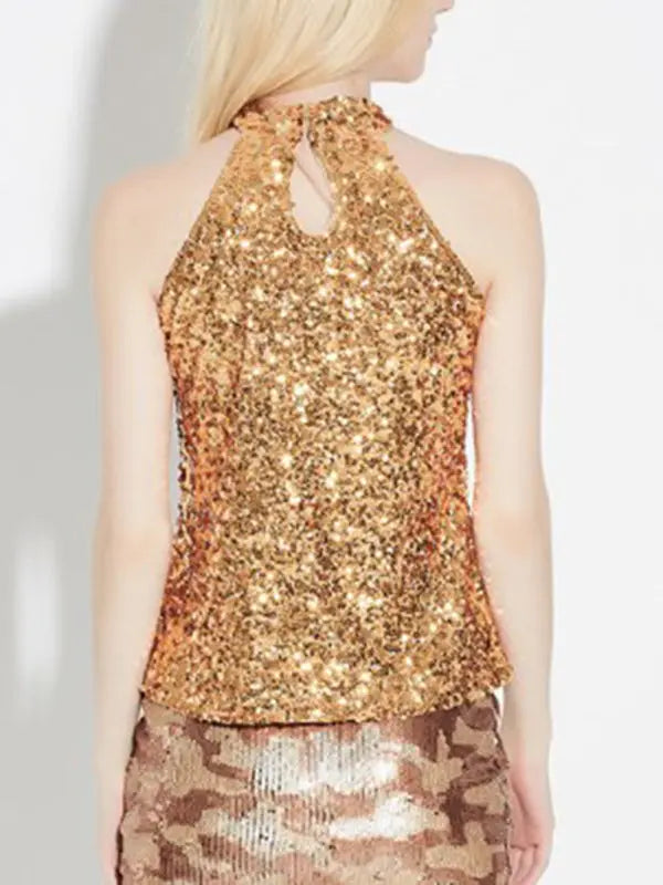 Sexy Sleeveless Slim Pullover Sequined Party Top kakaclo