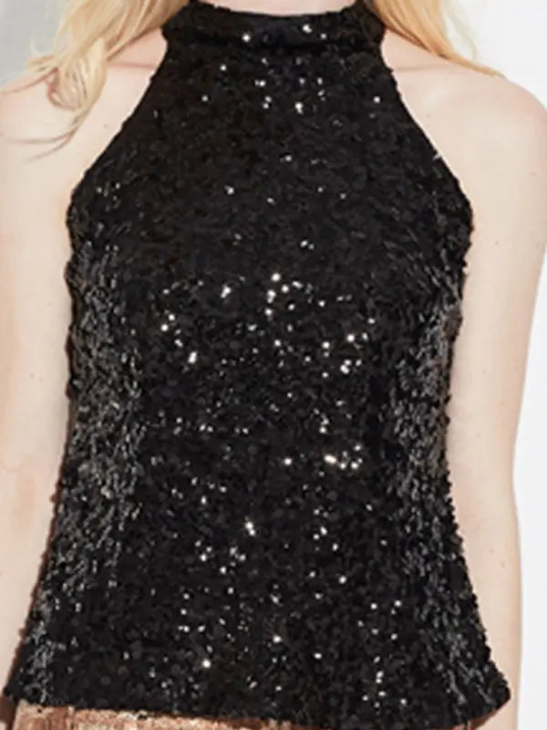 Sexy Sleeveless Slim Pullover Sequined Party Top kakaclo