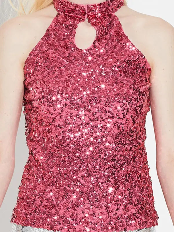 Sexy Sleeveless Slim Pullover Sequined Party Top kakaclo