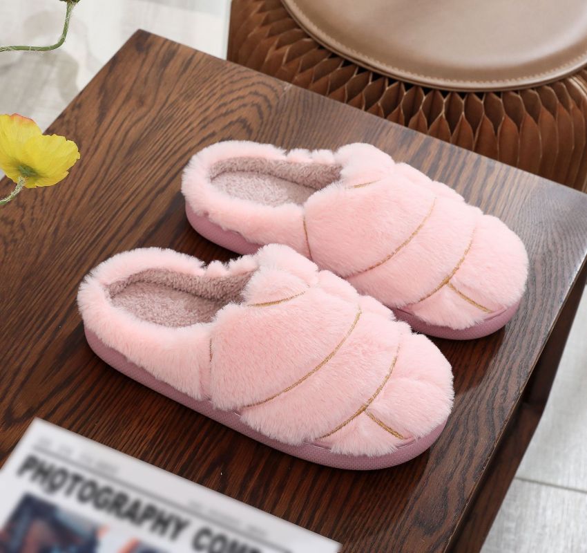 Blue Zone Planet | Rabbit fur slippers for men and women, winter warm indoor slippers-[Adult]-[Female]-Pink-36/37-2022 Online Blue Zone Planet