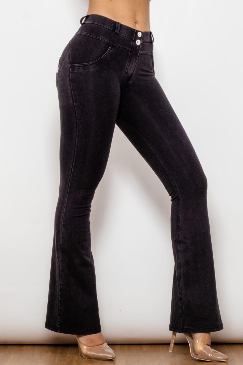 Shascullfites Buttoned Flare Jeans BLUE ZONE PLANET