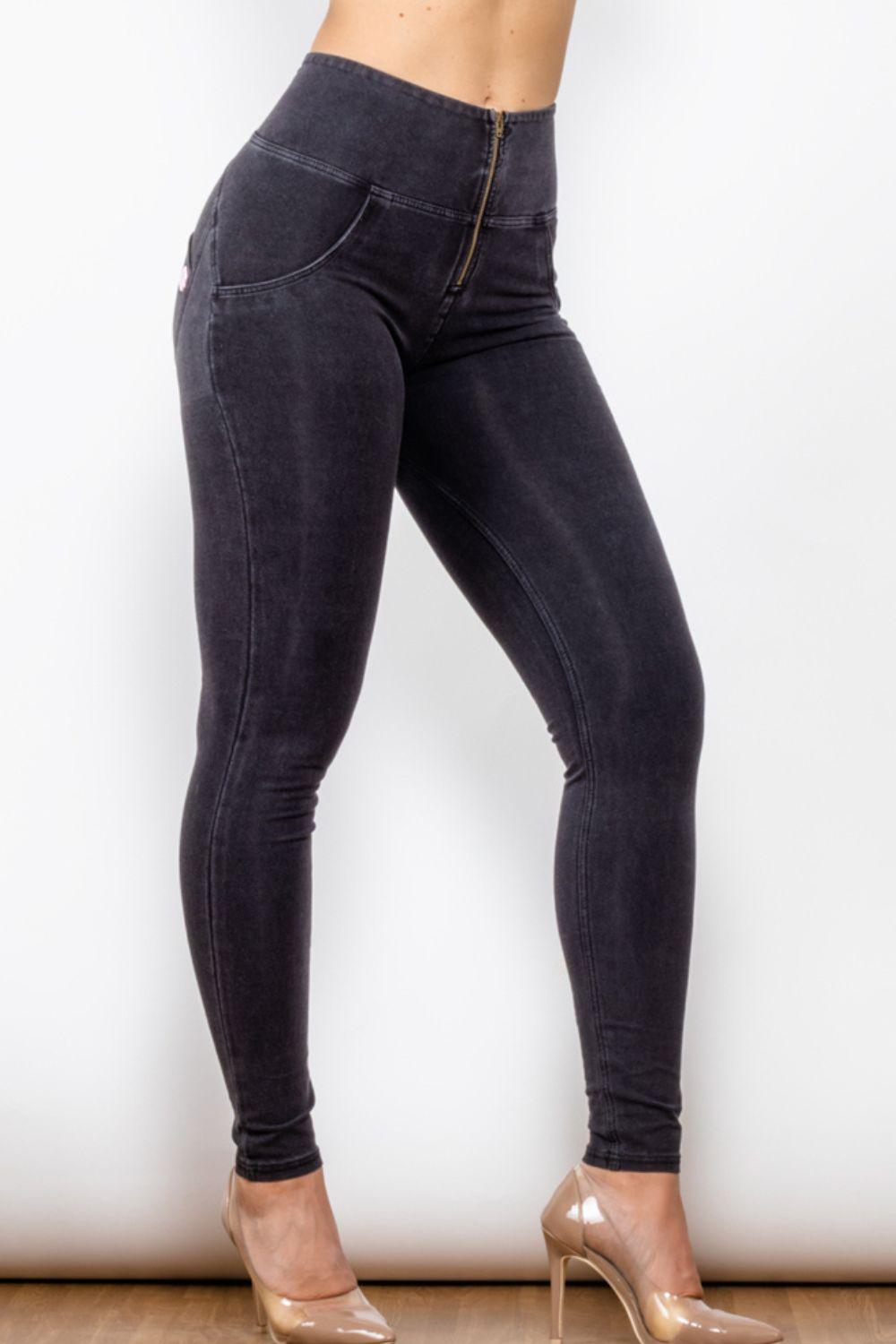Shascullfites Zip Closure Skinny Jeans BLUE ZONE PLANET