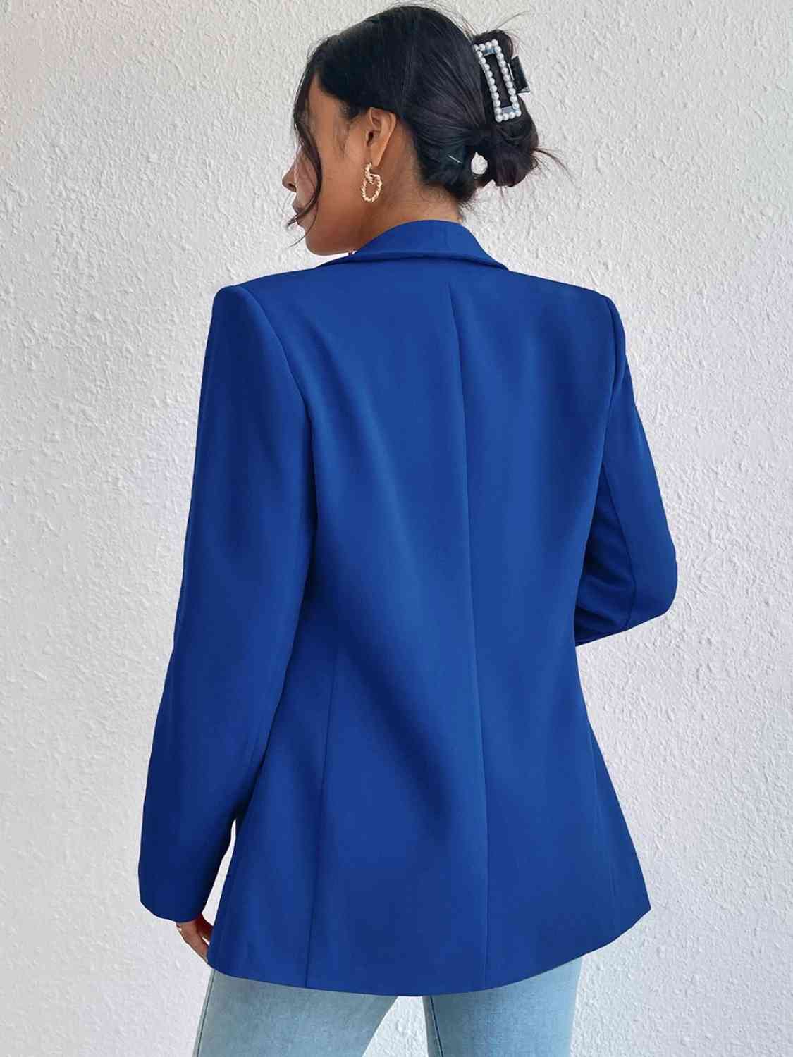 Shawl Collar Long Sleeve Blazer BLUE ZONE PLANET