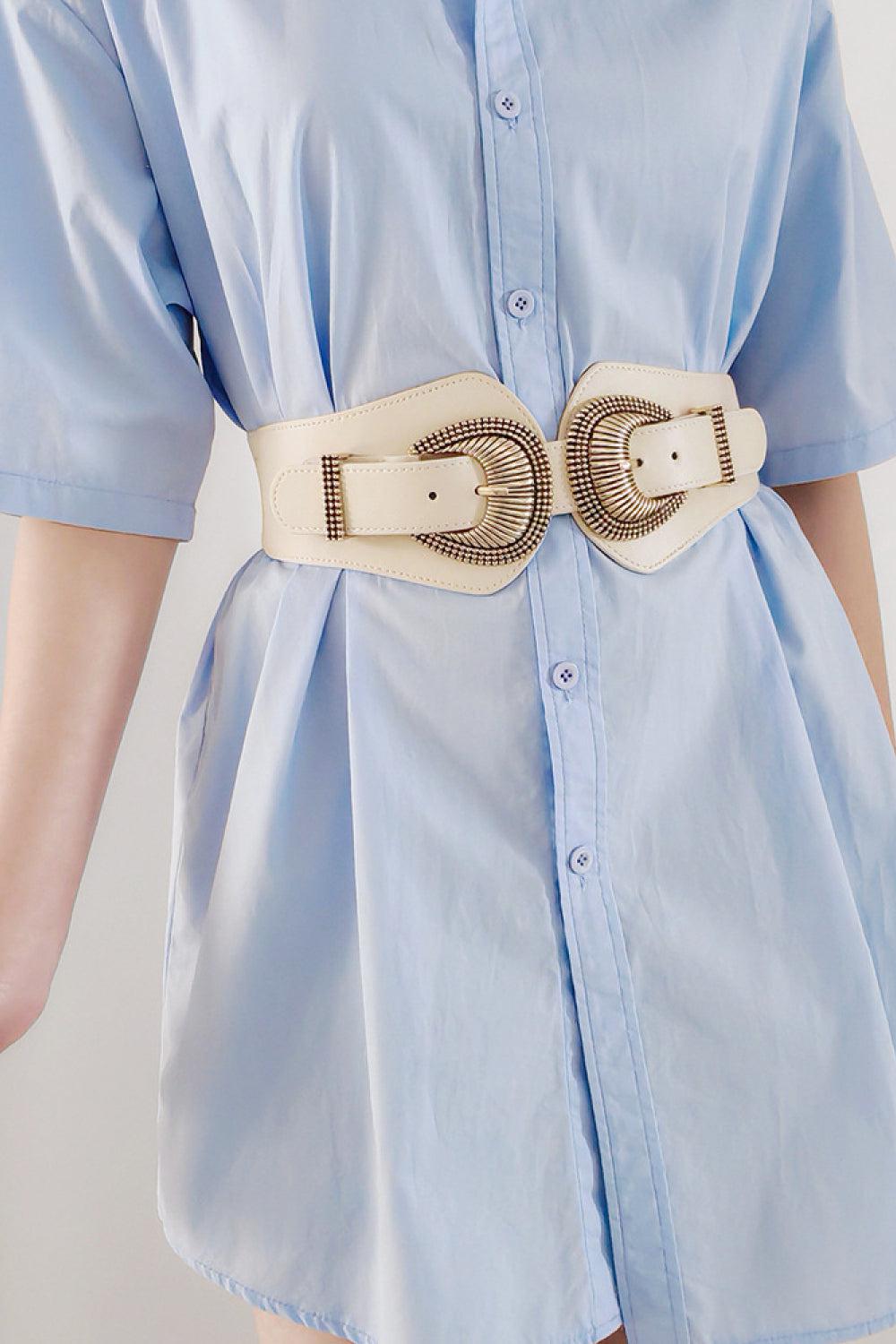 Shell Double Buckle Elastic Wide Belt BLUE ZONE PLANET