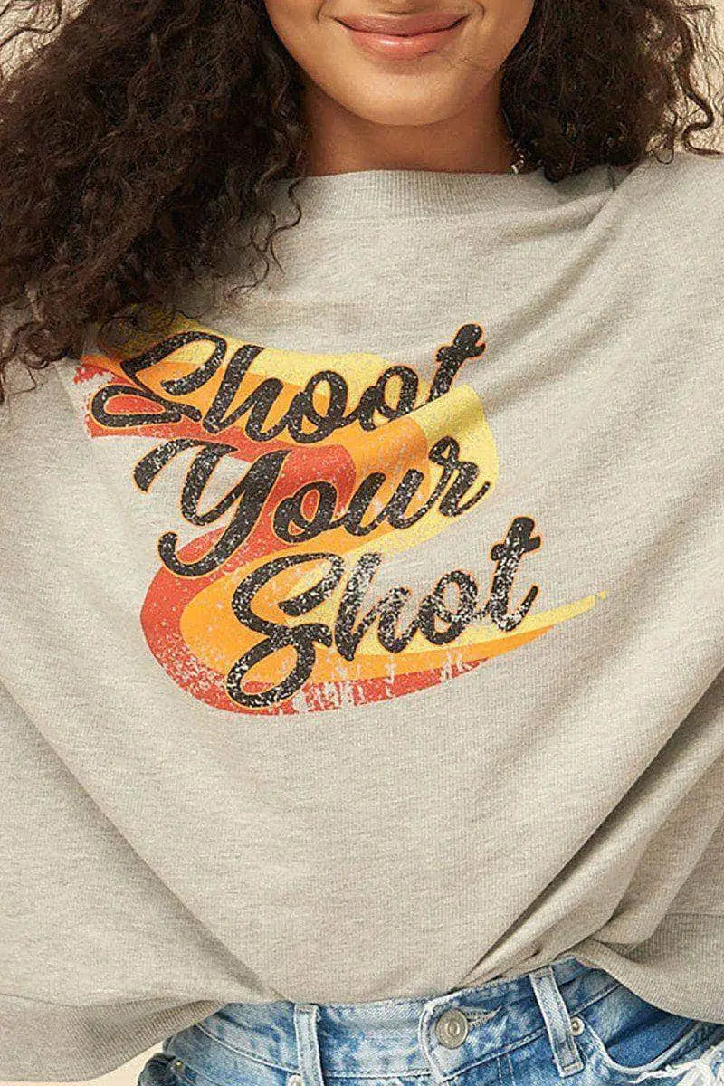 Shoot Your Shot Mineral Washed French Terry Graphic Sweatshirt Blue Zone Planet