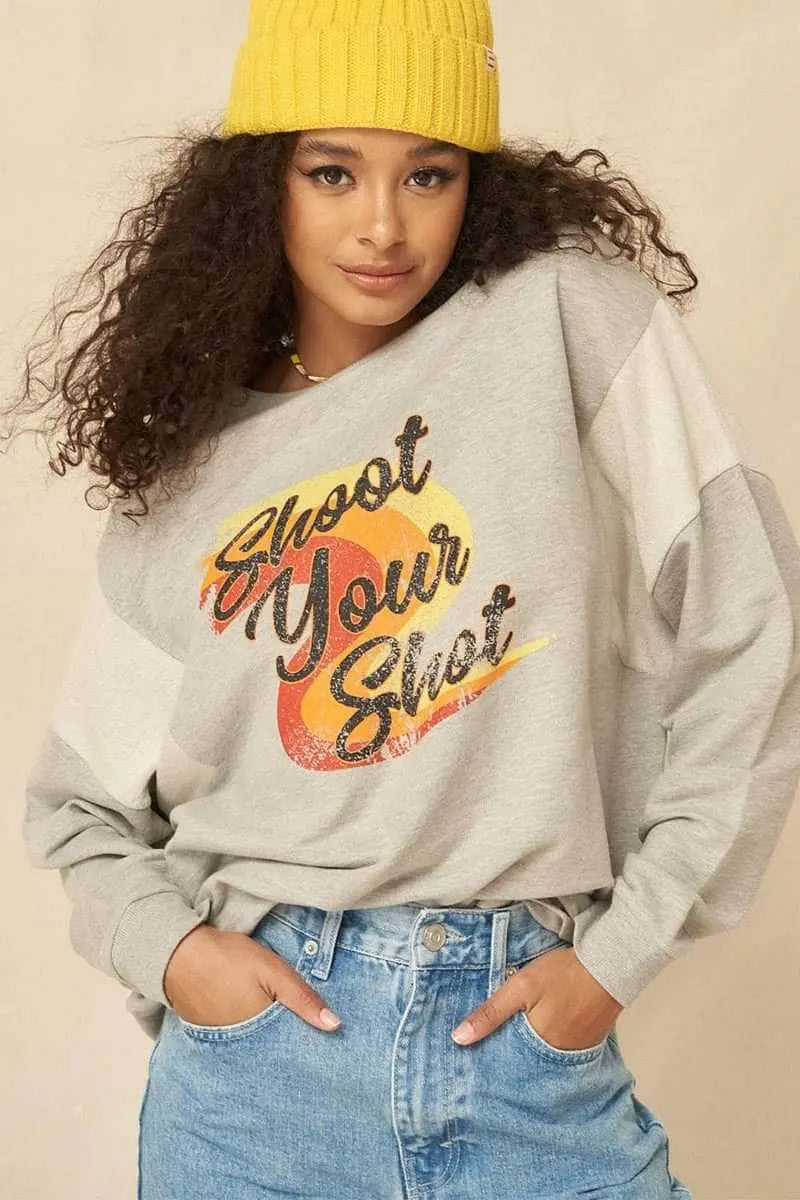 Shoot Your Shot Mineral Washed French Terry Graphic Sweatshirt Blue Zone Planet