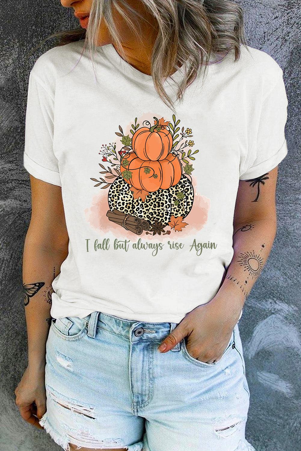 Short Sleeve Round Neck Pumpkin Graphic Tee BLUE ZONE PLANET