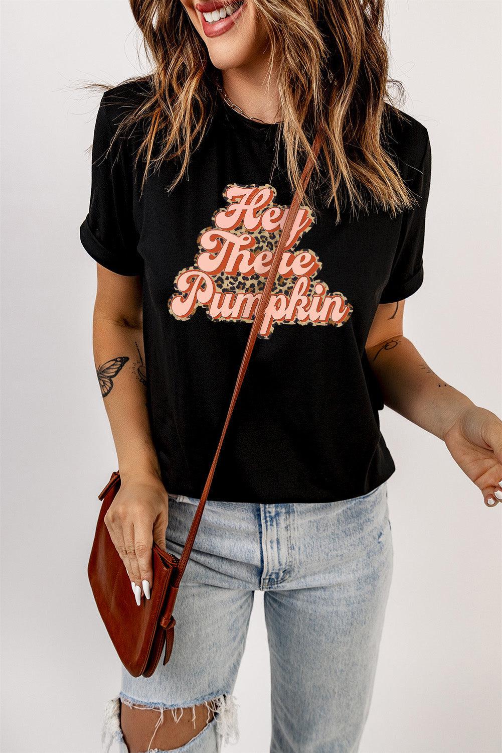 Short Sleeve Round neck HEY THERE PUMPKIN Graphic Tee BLUE ZONE PLANET