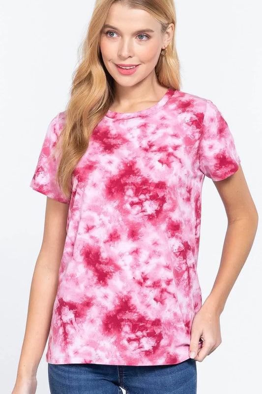 Short Sleeve Tie-dye Cotton Jersey Top Blue Zone Planet