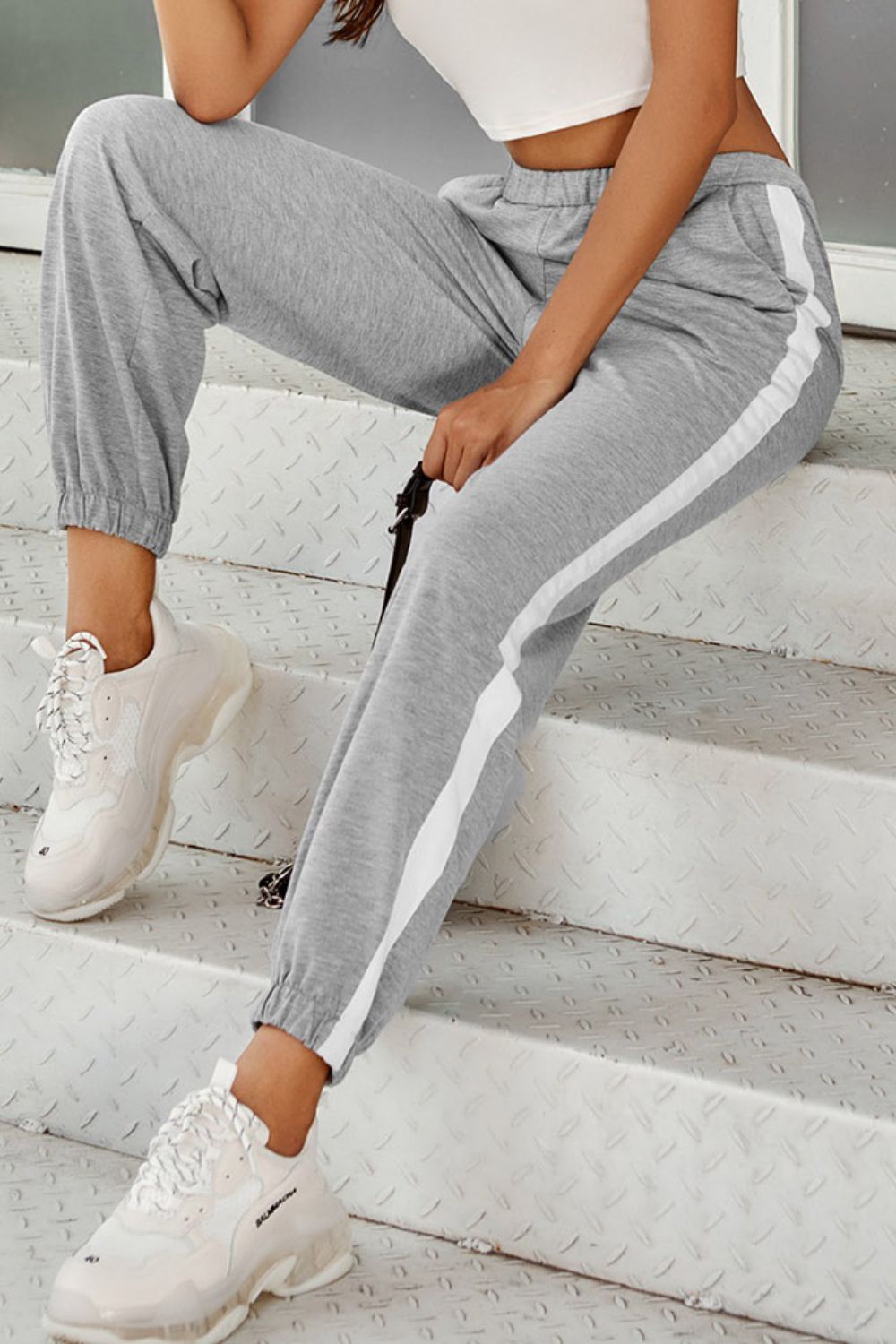 Side Stripe Joggers with Pockets BLUE ZONE PLANET