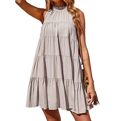 Blue Zone Planet | Ella's Ruched Solid Color Beach Vacation Swing Maxi Dress-TOPS / DRESSES-[Adult]-[Female]-Silver-S-2022 Online Blue Zone Planet