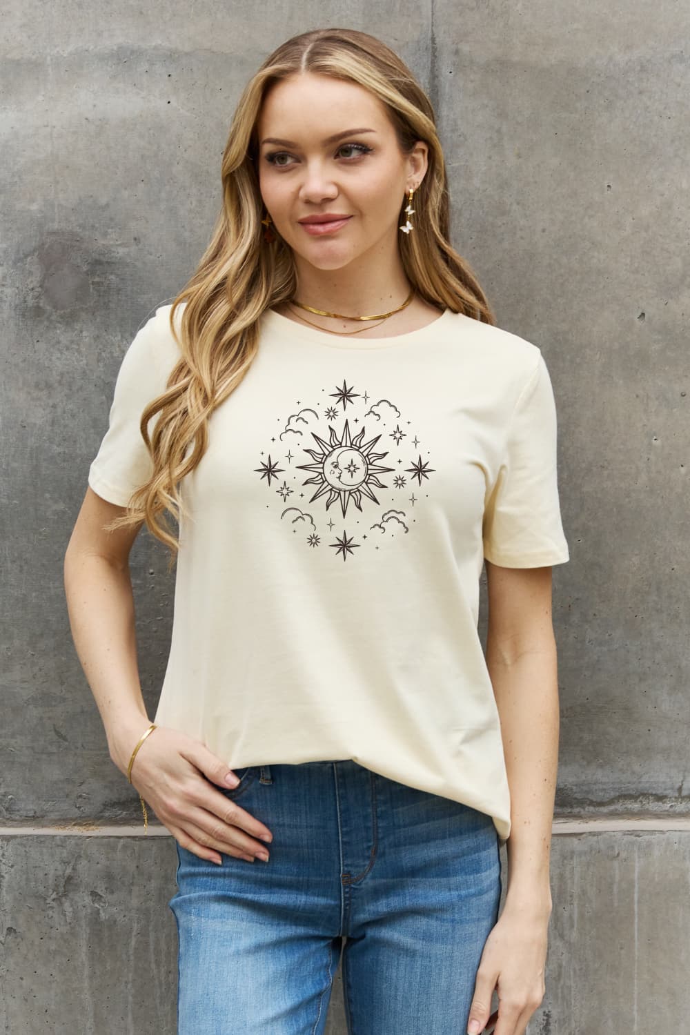 Simply Love Celestial Graphic Short Sleeve Cotton Tee BLUE ZONE PLANET