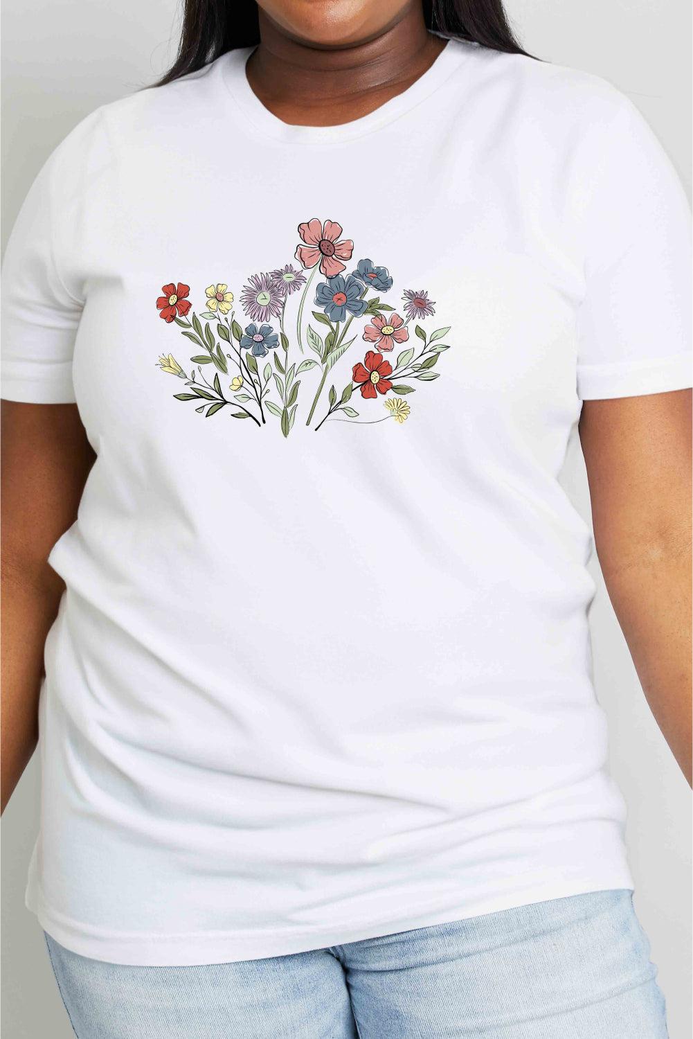 Simply Love Flower Graphic Cotton Tee BLUE ZONE PLANET