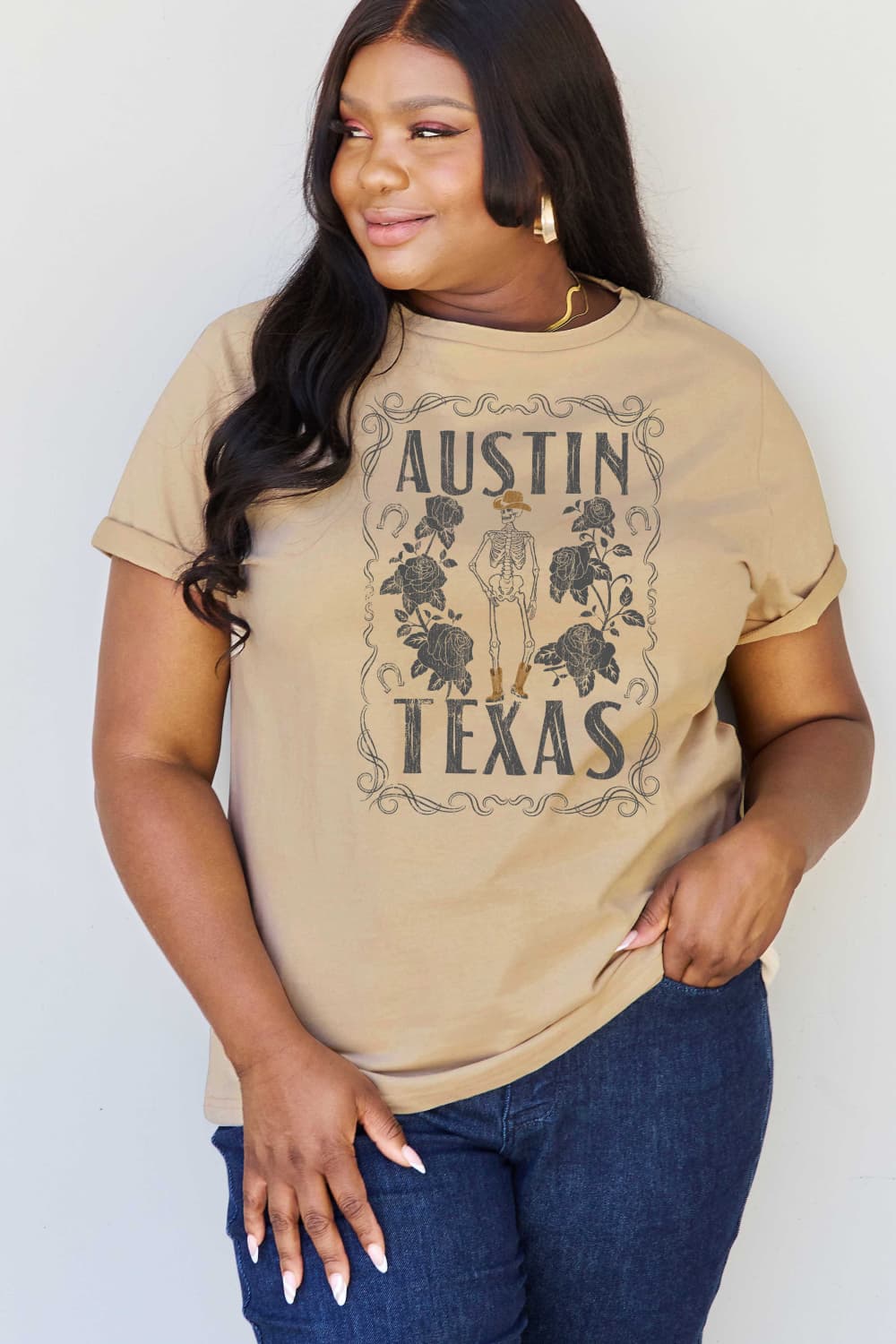 Simply Love Full Size AUSTIN  TEXAS Graphic Cotton T-Shirt BLUE ZONE PLANET