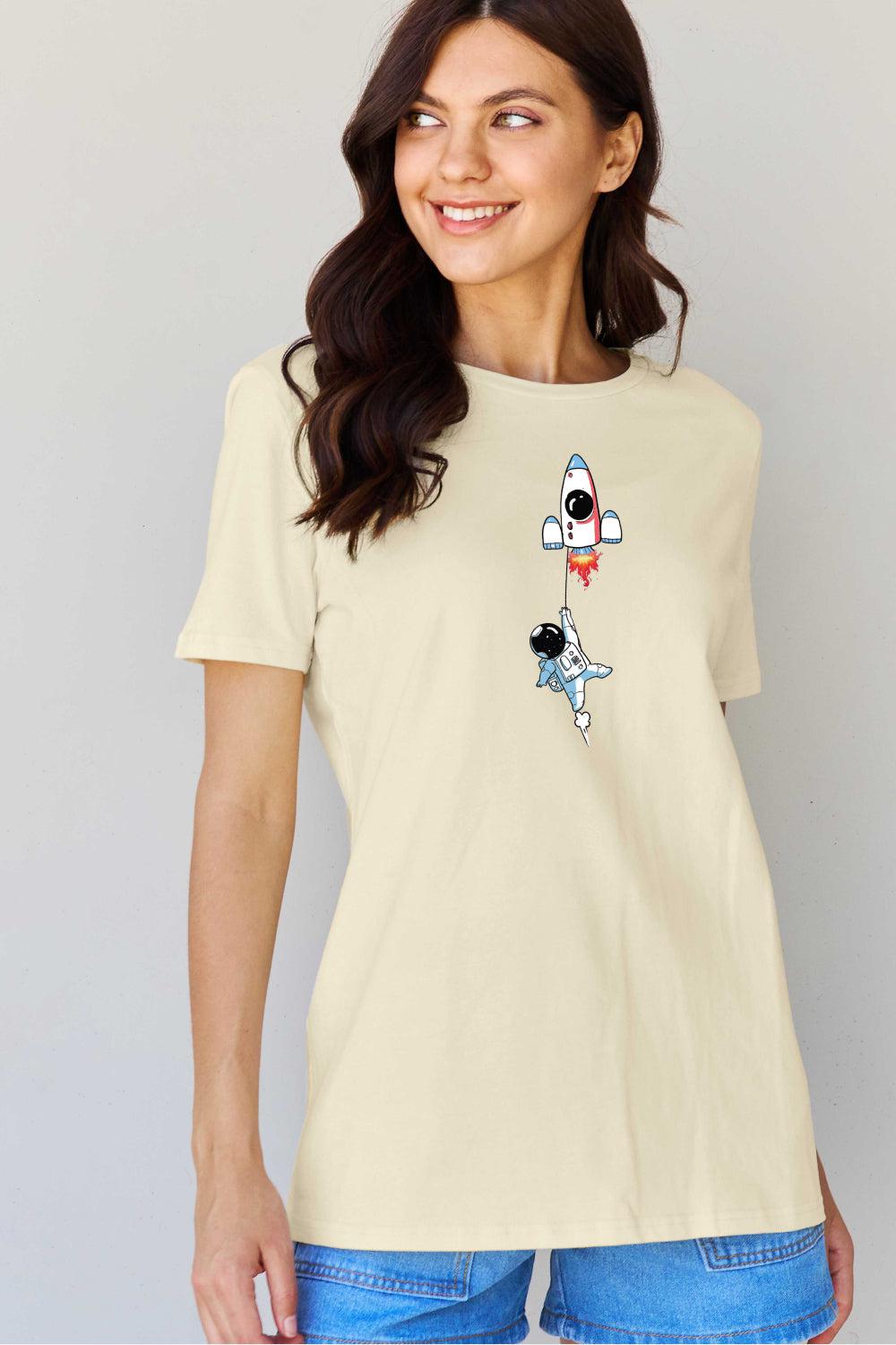 Simply Love Full Size Astronaut Graphic Cotton T-Shirt BLUE ZONE PLANET