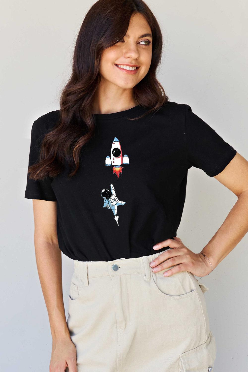 Simply Love Full Size Astronaut Graphic Cotton T-Shirt BLUE ZONE PLANET