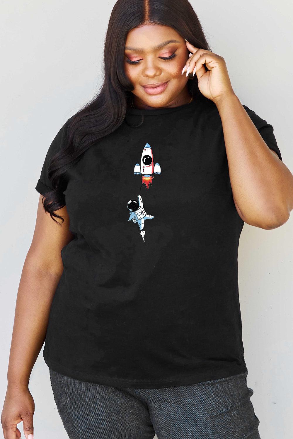 Simply Love Full Size Astronaut Graphic Cotton T-Shirt BLUE ZONE PLANET