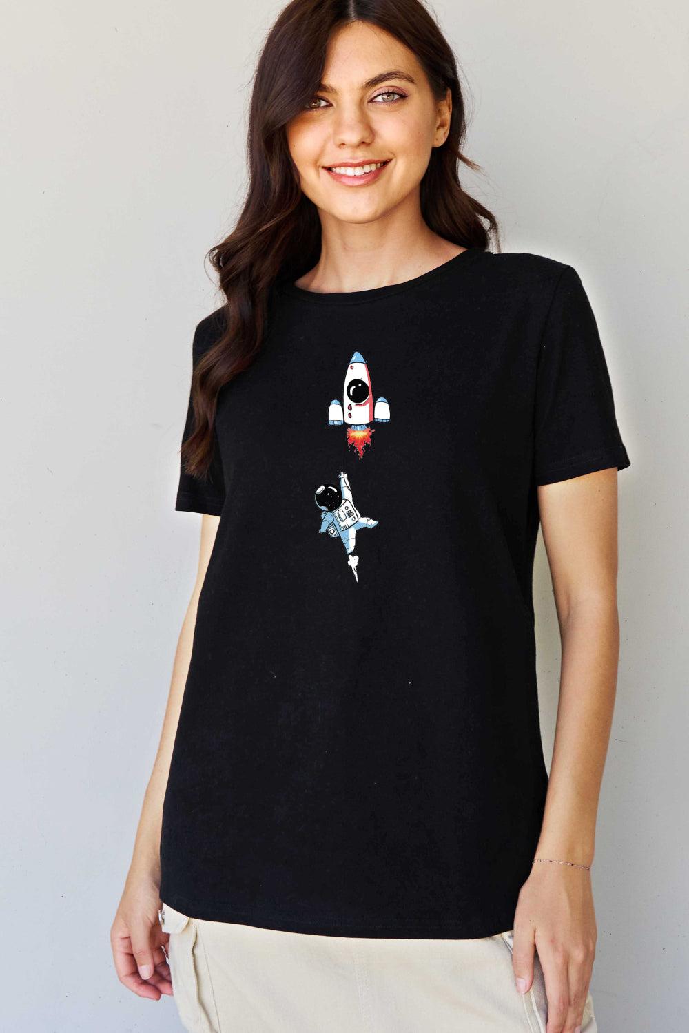 Simply Love Full Size Astronaut Graphic Cotton T-Shirt BLUE ZONE PLANET