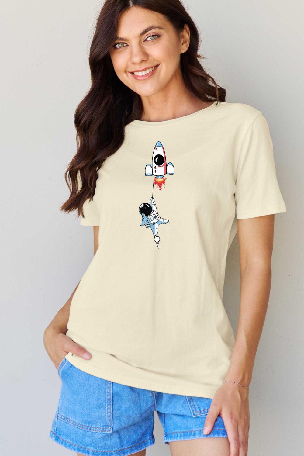 Simply Love Full Size Astronaut Graphic Cotton T-Shirt BLUE ZONE PLANET