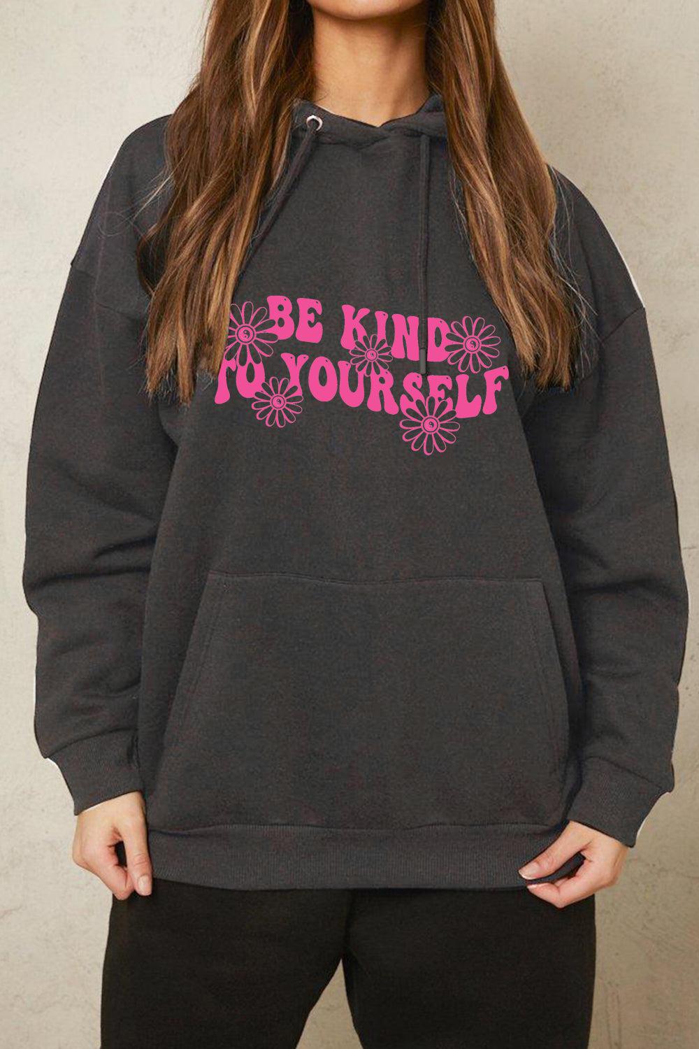 Simply Love Full Size BE KIND TO YOURSELF Graphic Hoodie BLUE ZONE PLANET