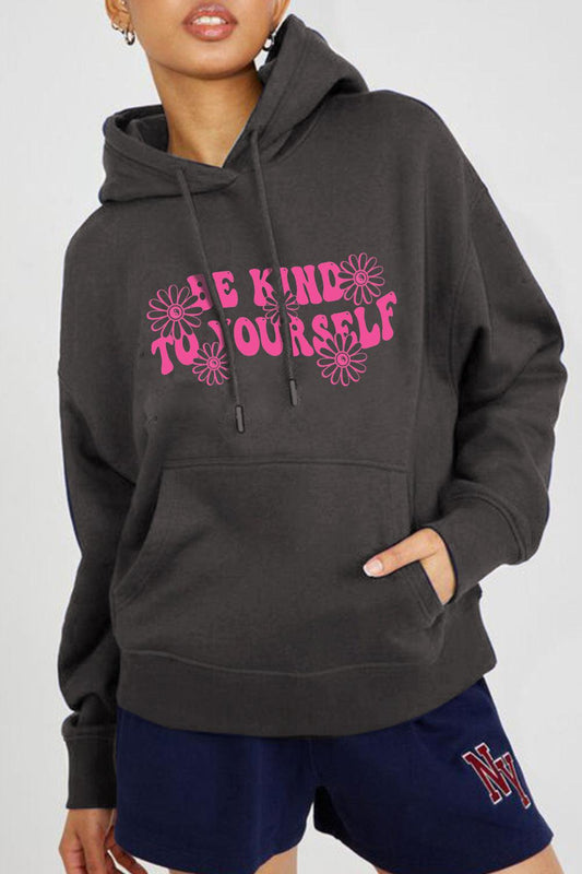 Simply Love Full Size BE KIND TO YOURSELF Graphic Hoodie BLUE ZONE PLANET