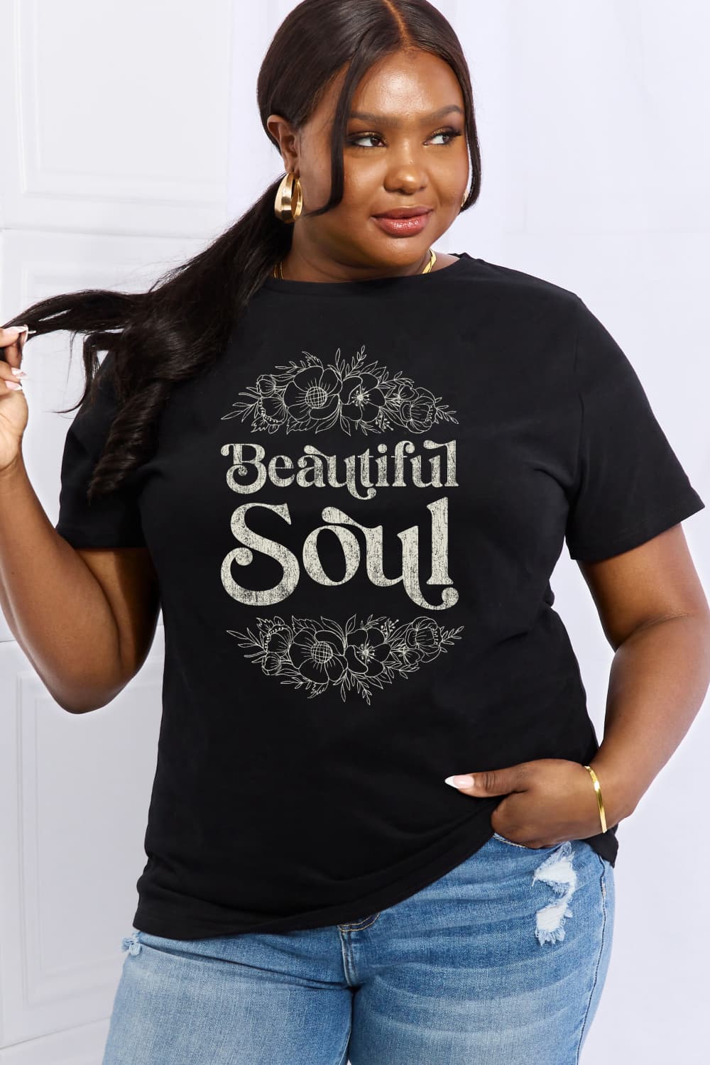 Simply Love Full Size BEAUTIFUL SOUL Graphic Cotton Tee BLUE ZONE PLANET