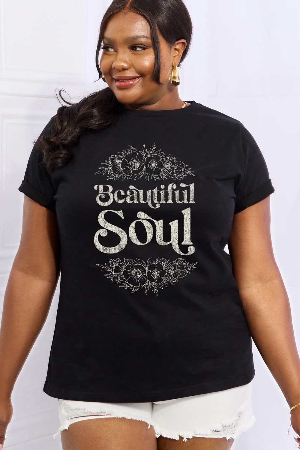 Simply Love Full Size BEAUTIFUL SOUL Graphic Cotton Tee BLUE ZONE PLANET