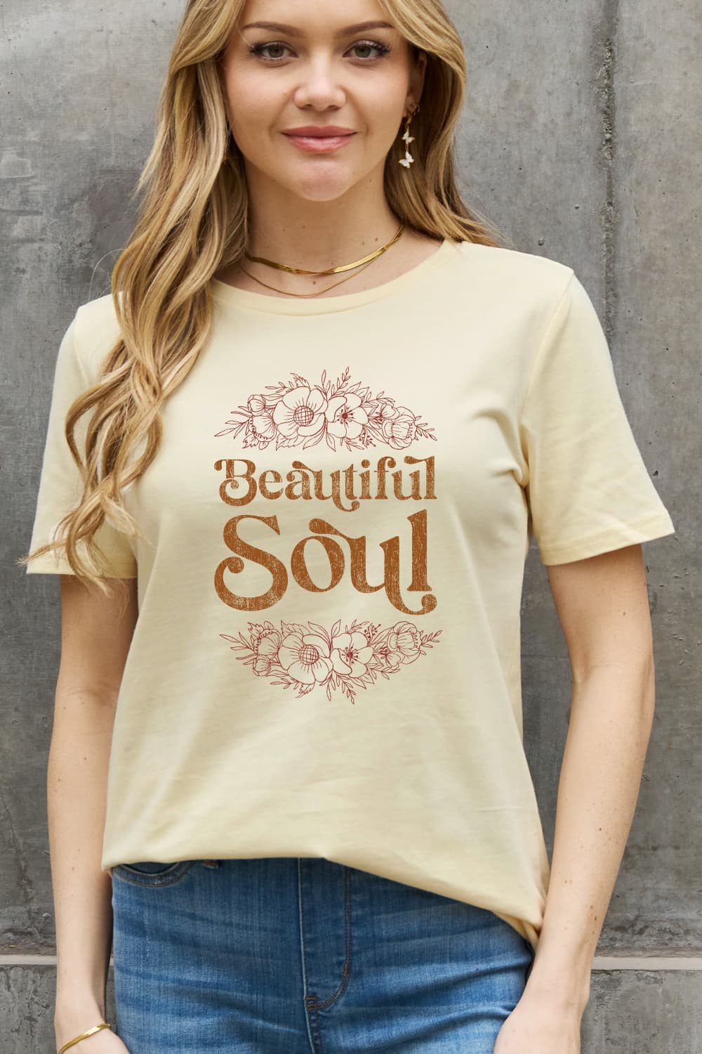 Simply Love Full Size BEAUTIFUL SOUL Graphic Cotton Tee BLUE ZONE PLANET