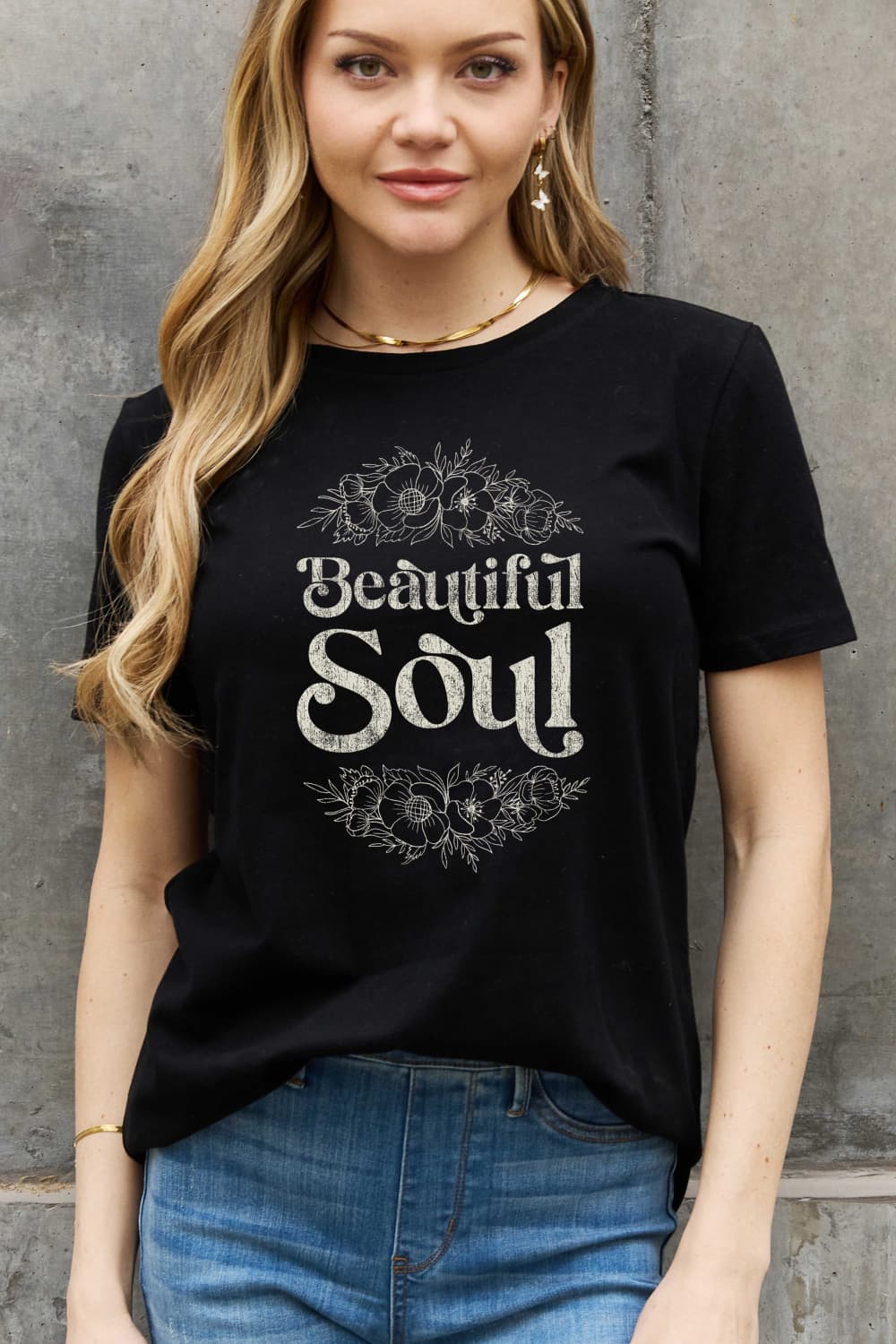 Simply Love Full Size BEAUTIFUL SOUL Graphic Cotton Tee BLUE ZONE PLANET