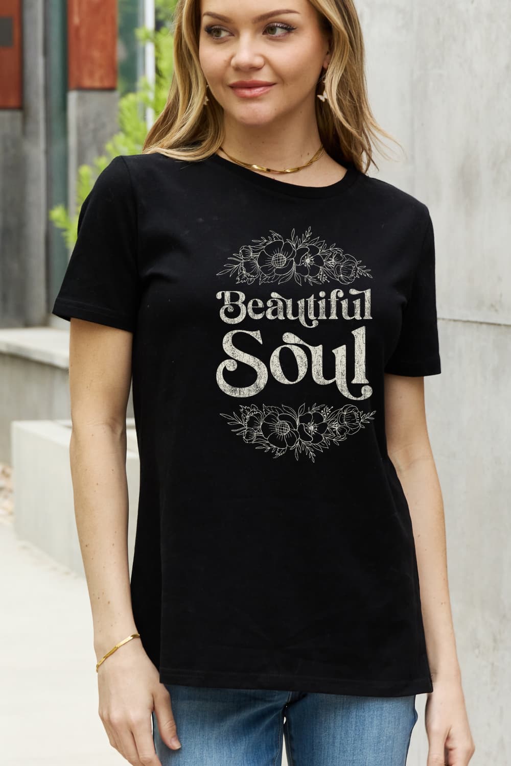 Simply Love Full Size BEAUTIFUL SOUL Graphic Cotton Tee BLUE ZONE PLANET