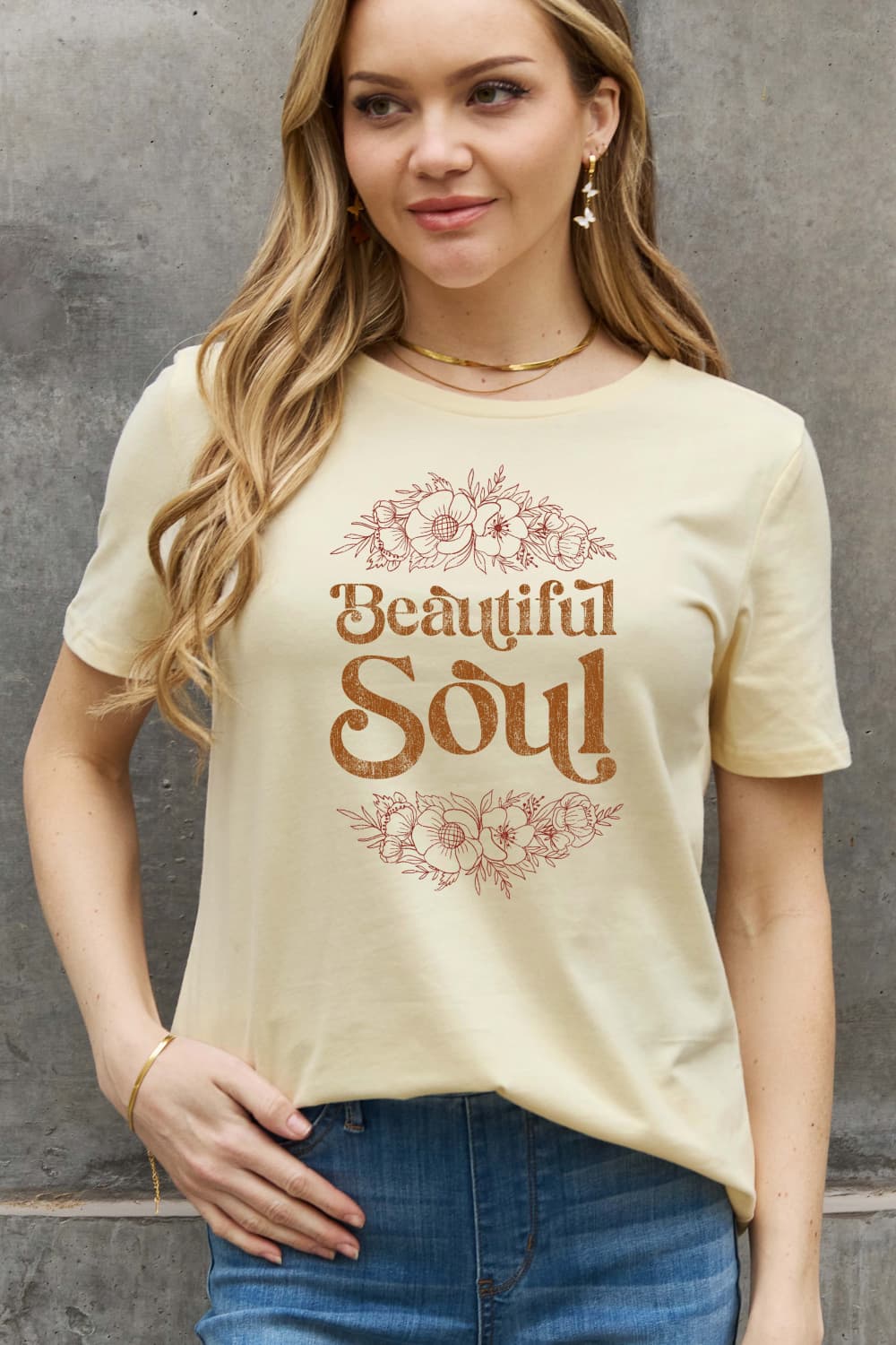 Simply Love Full Size BEAUTIFUL SOUL Graphic Cotton Tee BLUE ZONE PLANET