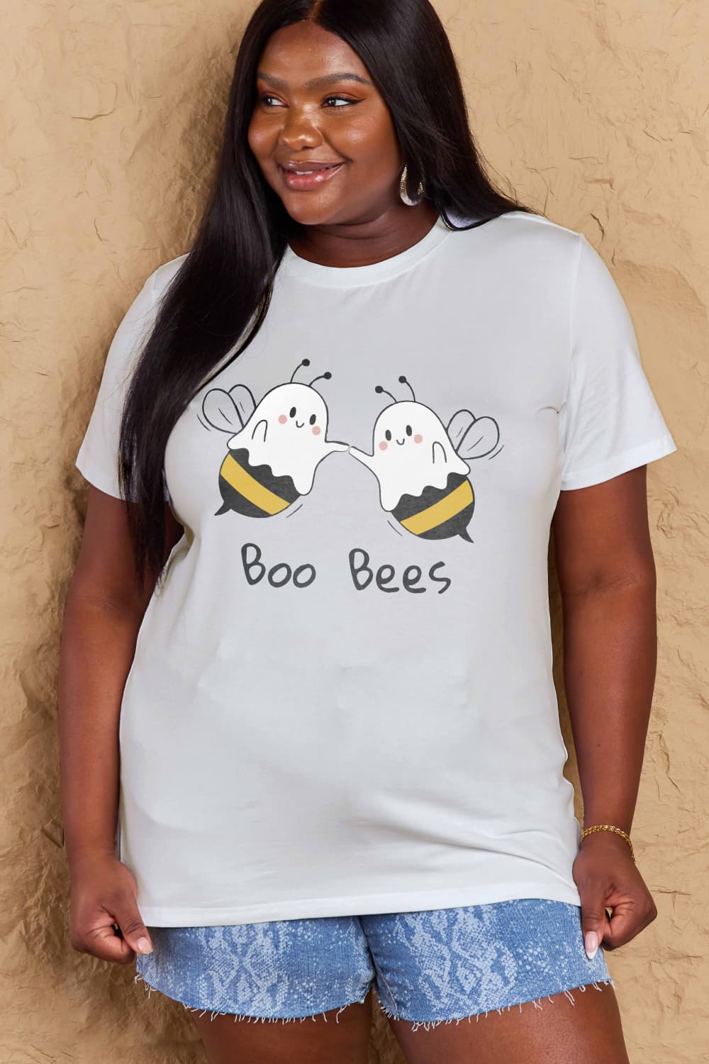 Simply Love Full Size BOO BEES Graphic Cotton T-Shirt BLUE ZONE PLANET