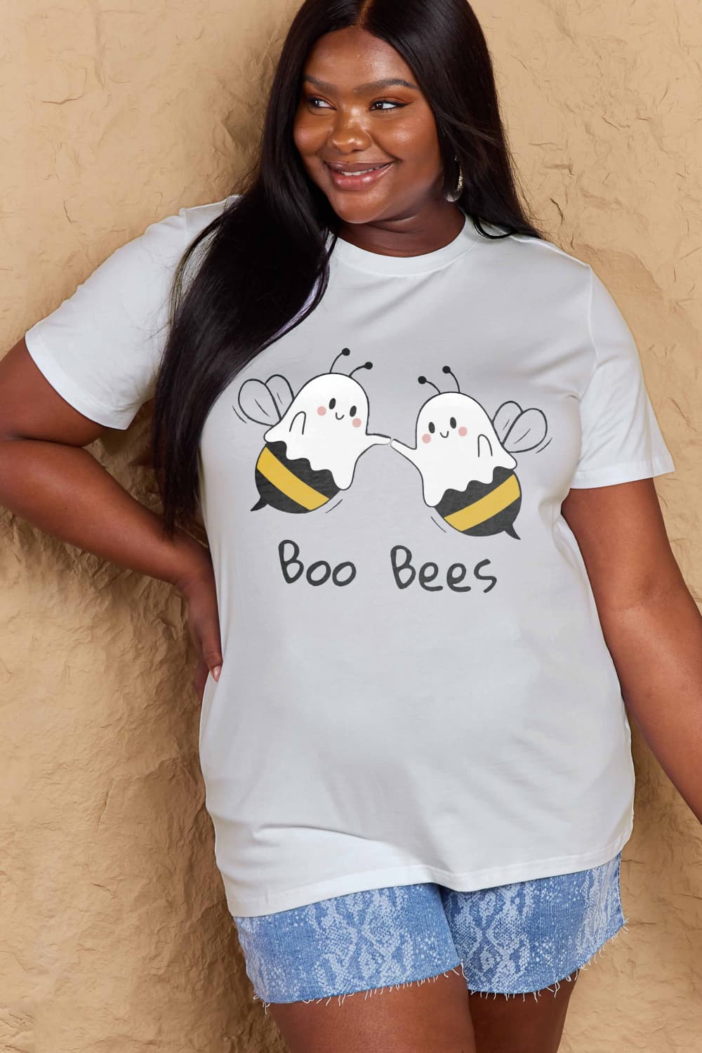 Simply Love Full Size BOO BEES Graphic Cotton T-Shirt BLUE ZONE PLANET