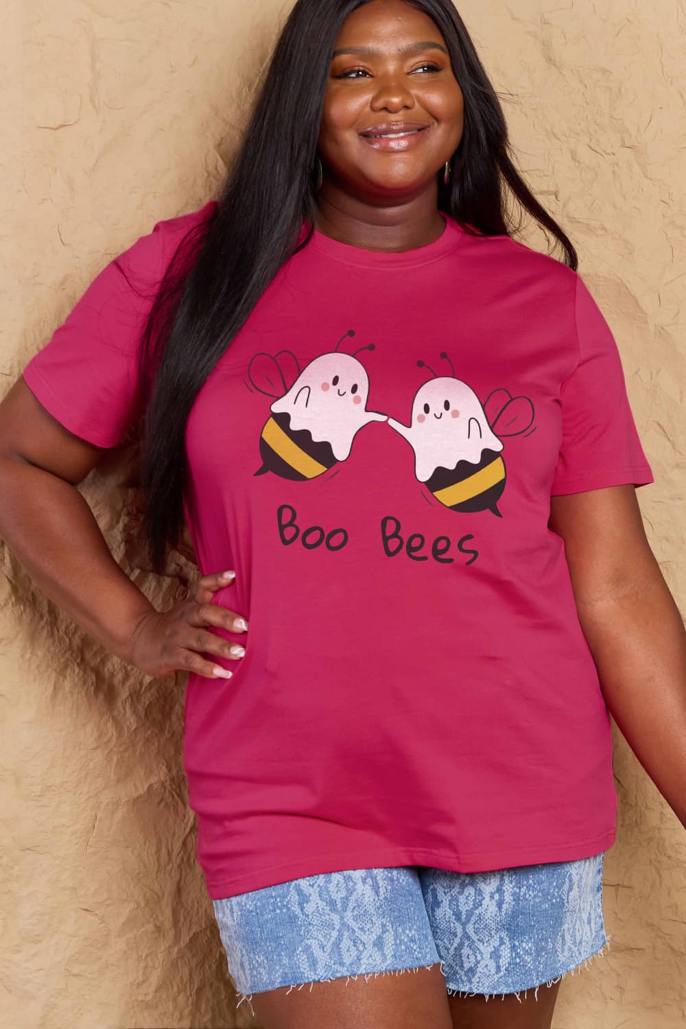 Simply Love Full Size BOO BEES Graphic Cotton T-Shirt BLUE ZONE PLANET