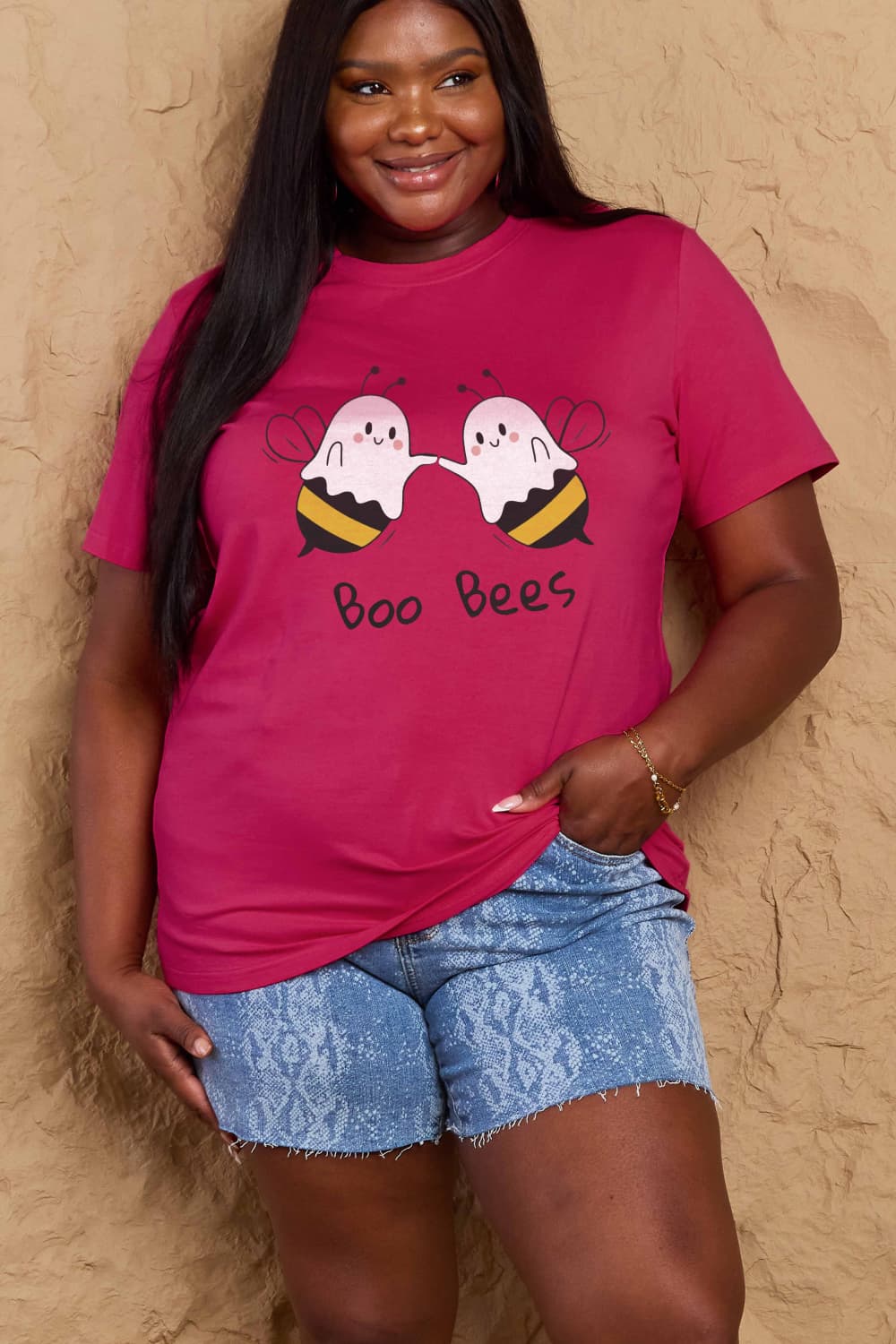 Simply Love Full Size BOO BEES Graphic Cotton T-Shirt BLUE ZONE PLANET