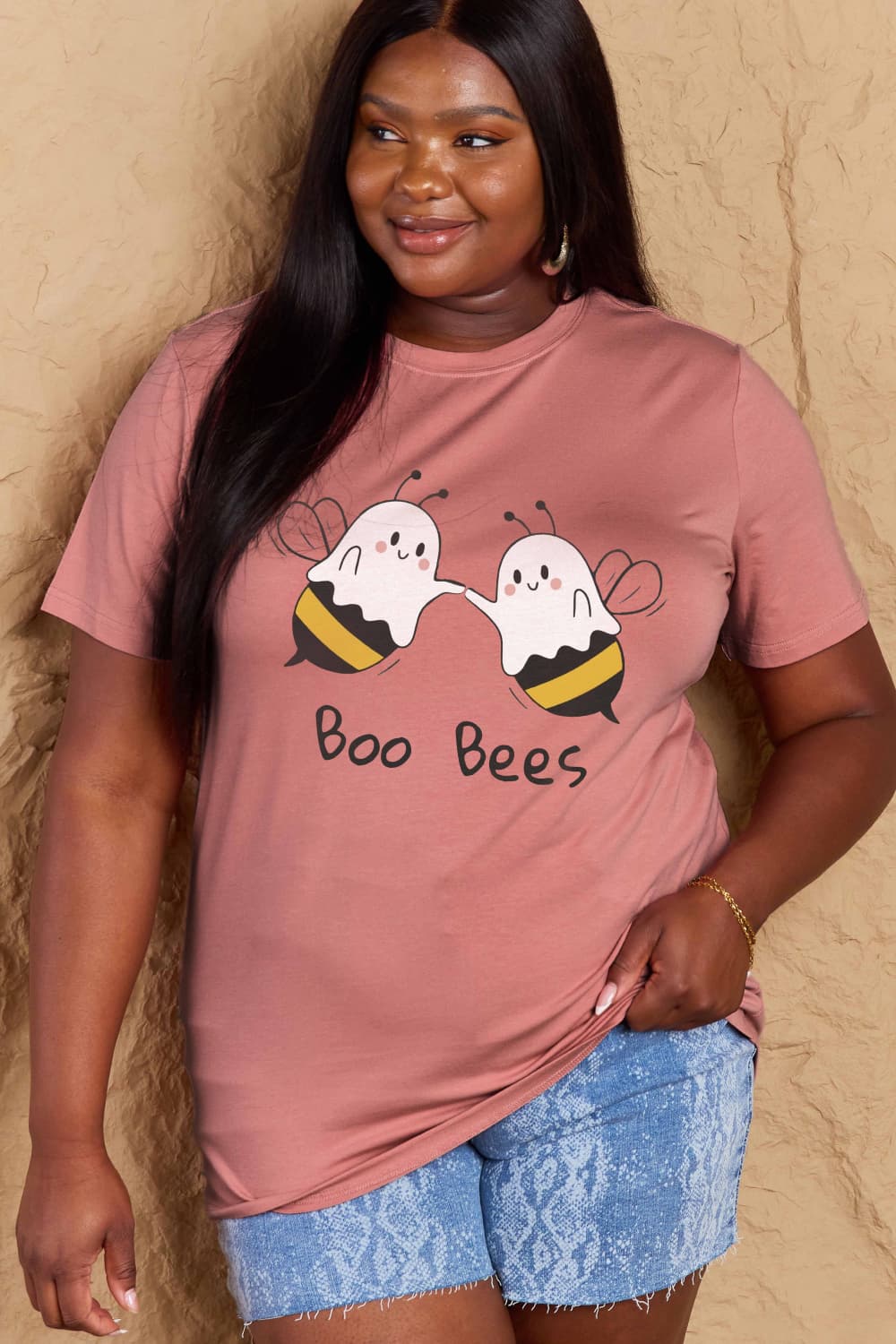 Simply Love Full Size BOO BEES Graphic Cotton T-Shirt BLUE ZONE PLANET