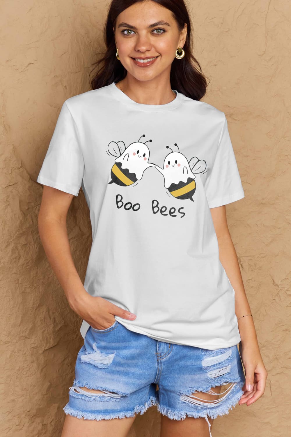 Simply Love Full Size BOO BEES Graphic Cotton T-Shirt BLUE ZONE PLANET