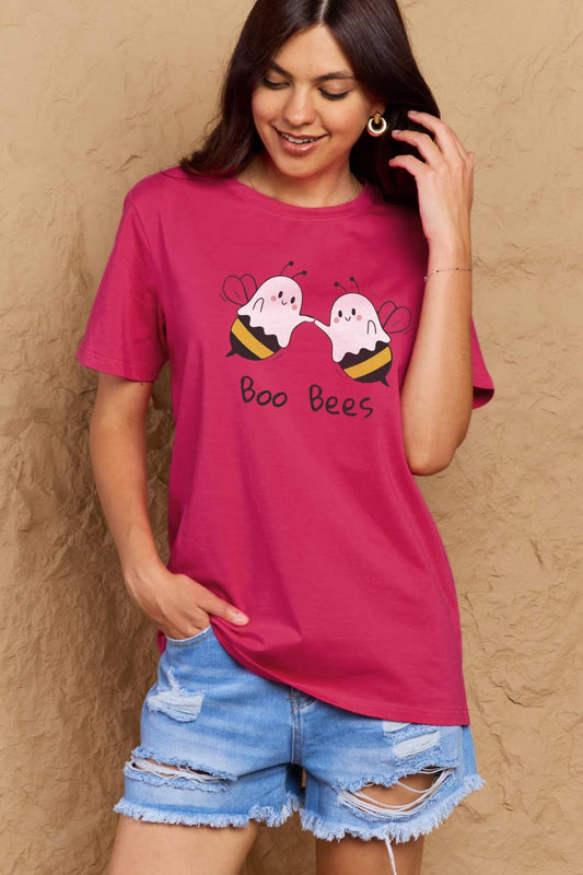 Simply Love Full Size BOO BEES Graphic Cotton T-Shirt BLUE ZONE PLANET