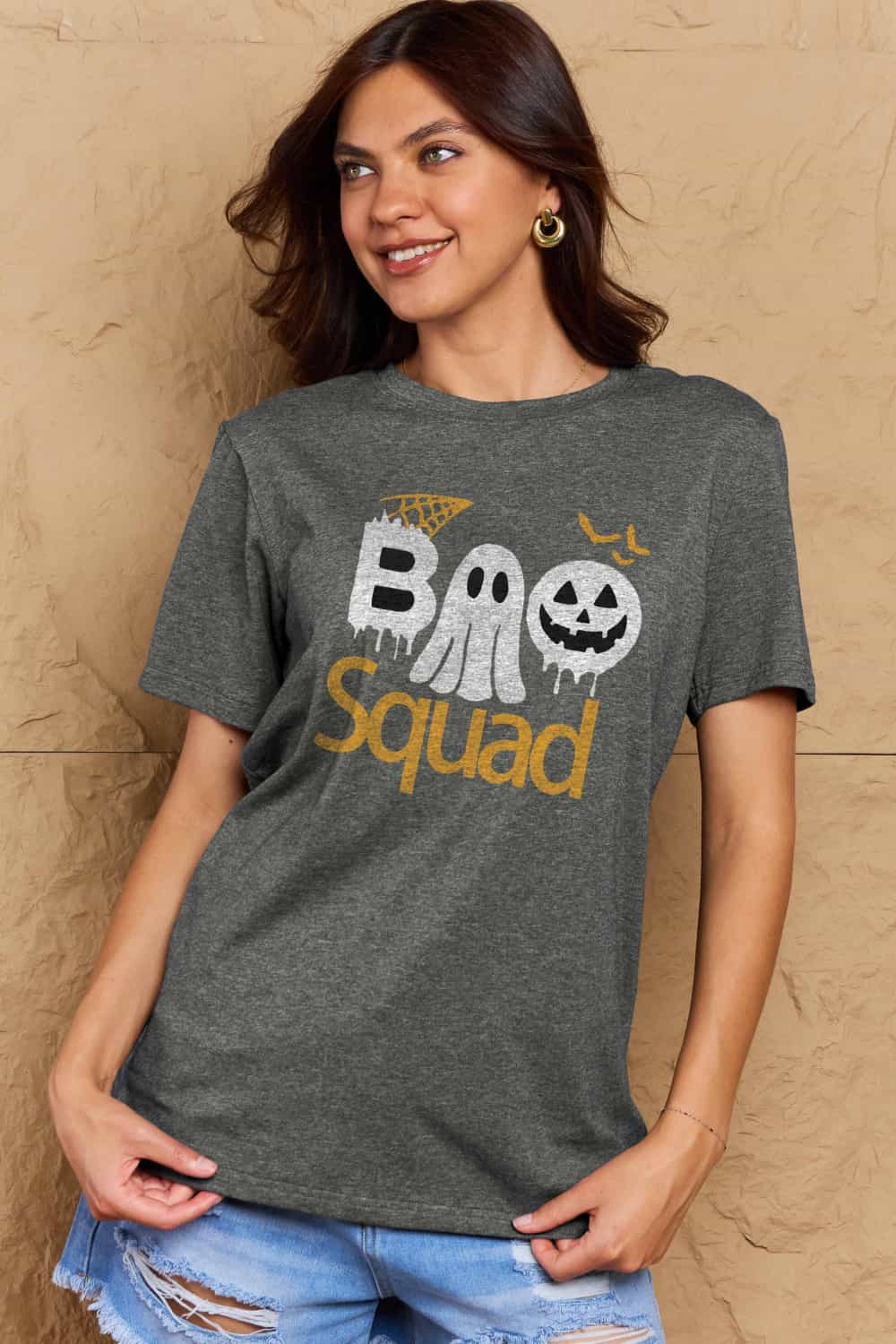 Simply Love Full Size BOO SQUAD Graphic Cotton Tee BLUE ZONE PLANET